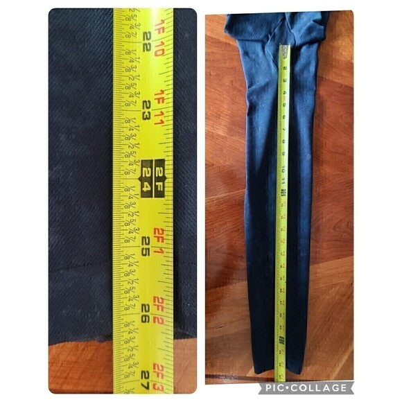 SPANX‎ Women's Size XL Ankle Leggings Blue Abstract Pattern Stretch Side Stitch - Picture 10 of 10